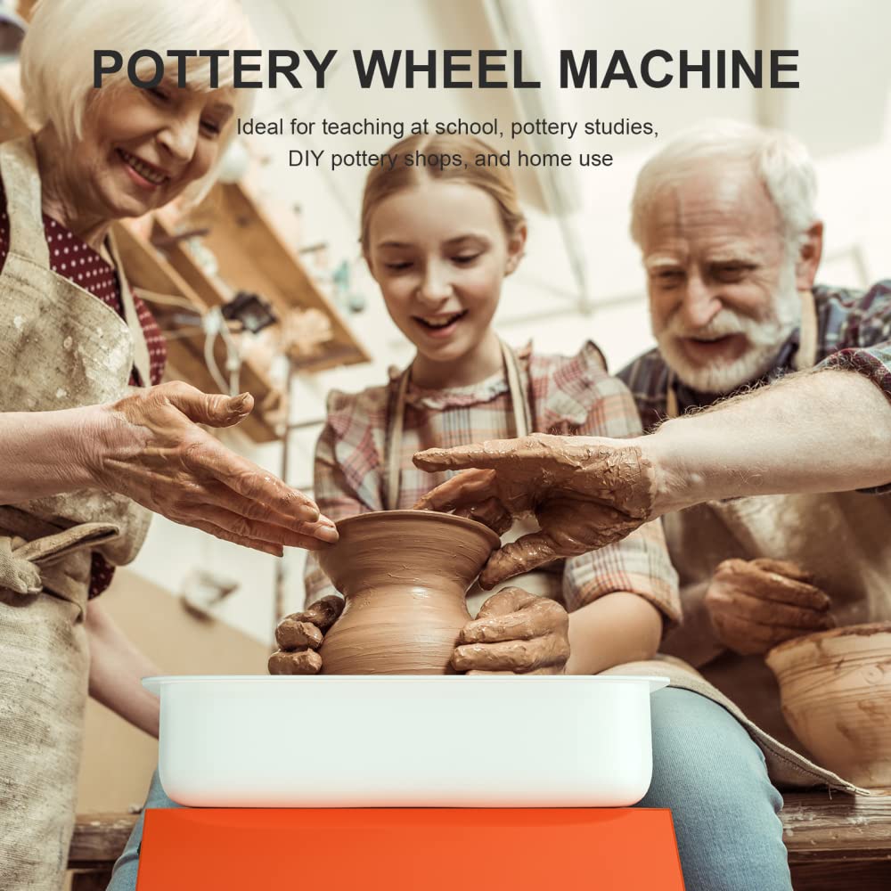 Pottery Wheel Pottery Forming Machine 25CM 350W Electric Pottery Wheel with Foot Pedal DIY Clay Tool Ceramic Machine Work Clay Art Craft (Orange)