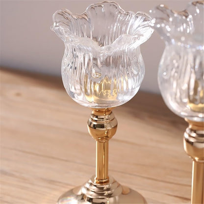 YUHUAWF Candle Holderss European Crystal Glass Tall Candle Holder Candlelight Dinner Table Decoration Home Furnishings Decorative Candlestick(Large)
