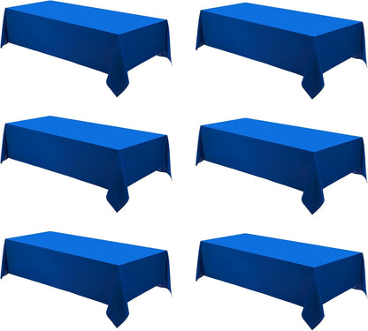 60x120 Inch 6 Pack 6ft 8ft Rectangle Tablecloths Royal Blue Tablecloth for Washable Decorative Linen Polyester Table