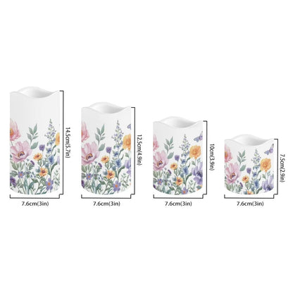 Uorisanigo Floral Flameless LED Candles with Remote and Timer - Set of 4 Electric Pillar Candles for Home Decor