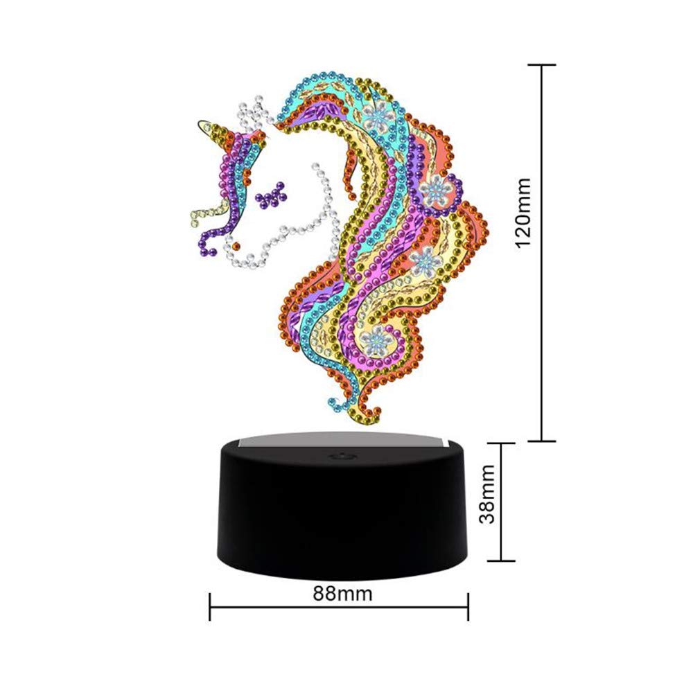 pigpigboss Diamond Painting Night Light Art Kit, Animal LED Night Lamp Paint with Diamonds Kit for Adult Beginner Home Room Desktop Holiday Decor