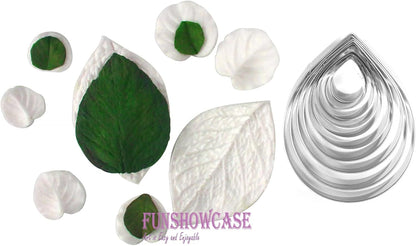Funshowcase 10-pieces Rose Dahlia Flower Cutter Set for Fondant Gum-paste Polymer Clay