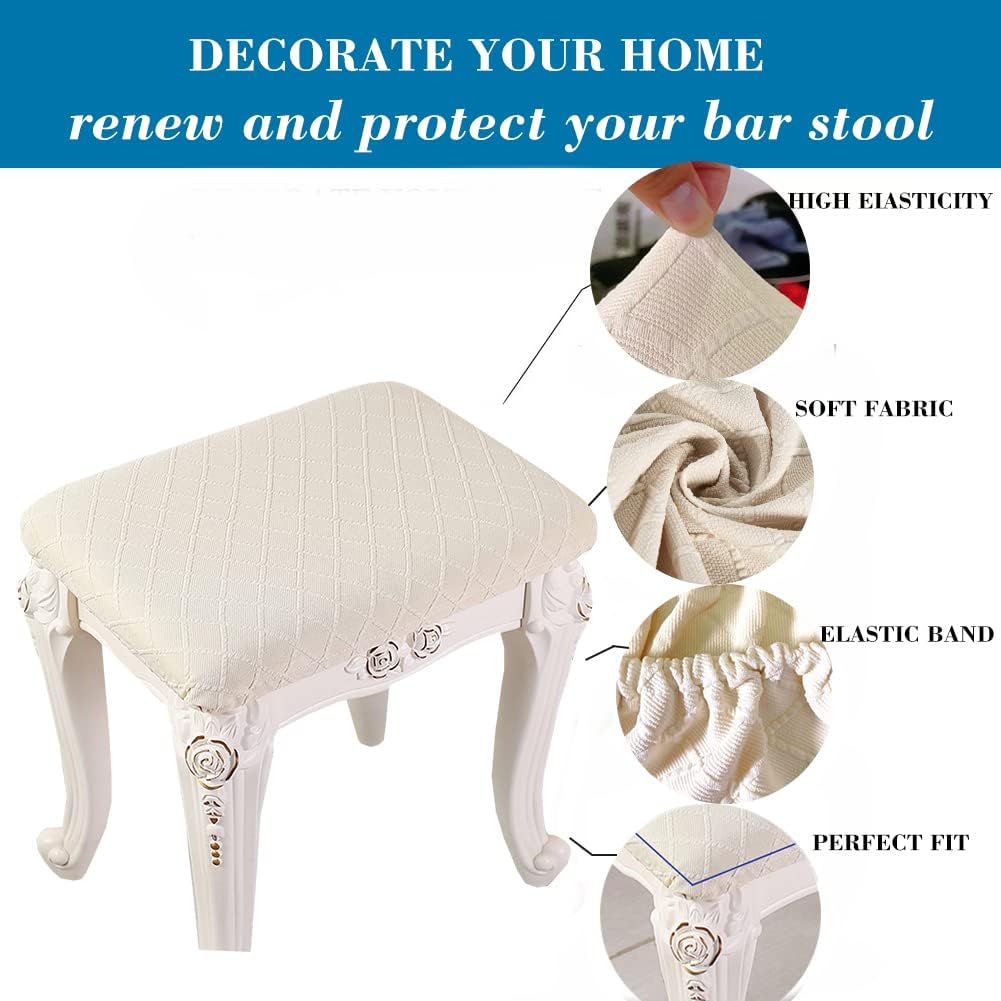 HFCNMY Rectangle,4 Pack Counter Stool Covers Stretch Rectangle Bar Stool Covers Jacquard Vanity Stool Cover Washable