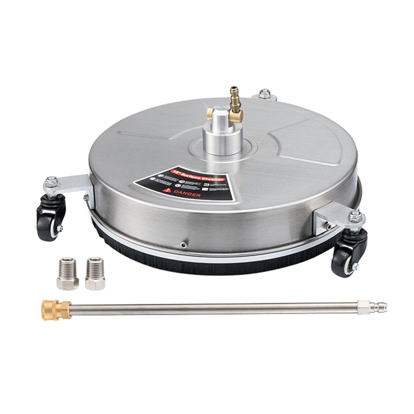 TRELVEX 15" Pressure Washer Surface Cleaner with Wheels Stainless Steel Power Washer Attachments Quick Connector Power Washer Surface Cleaner for Driveways, Sidewalks,Patio Stainless Steel