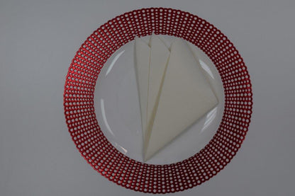 16" Round Placemats (Set of 4), 12 Prefolded 3 ply Napkins, 2 Matching Taper Candles, 2 Glass Candle Holders (Silver)