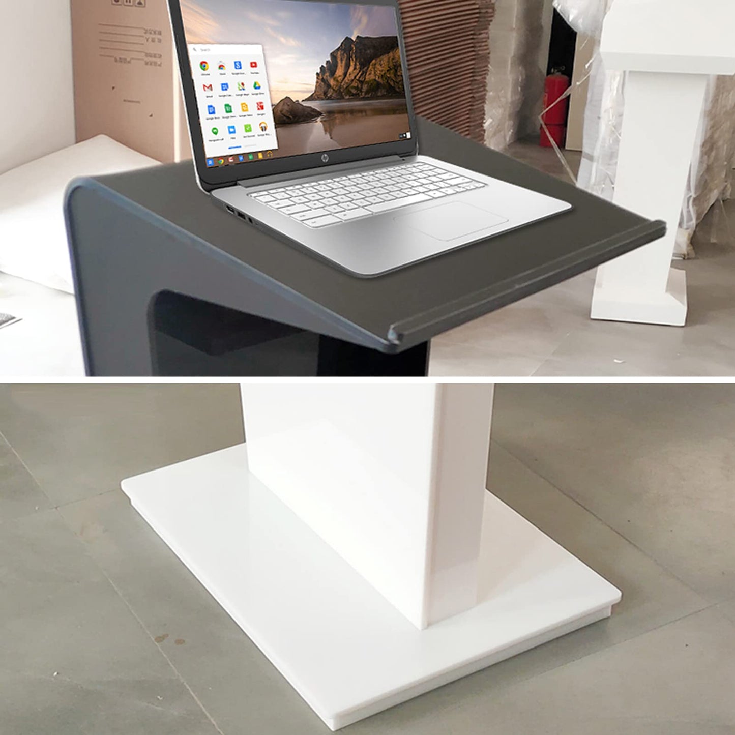 JOuan Lectern Podium Stand, Acrylic Church Podium, Portable Podium Stand, Vertical Podium School Training Lecture Church Event Celebration Host Stage Hotel Reception Desk
