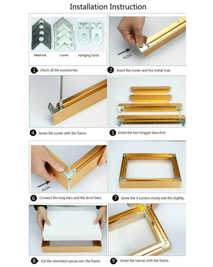 GVS-ART DIY Metal Floating Frame for 9X12“ Canvas Painting Art,1 1/2"(3.8cm) Depth, Floater Frame,Mental Frame Kit, Cut to Pieces,Not Include Canvas or Mat Light Gold Frame