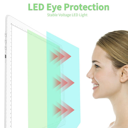 KOBAIBAN A3 Magnetic Light Box for Tracing, Rechargeable Diamond Art Light Board with Side Physical Buttons, 3 Color Light Modes Super Bright Light Pad for Diamond Painting, Weeding Vinyl (White)