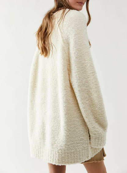 Beaully Women's Oversized Long Sleeve Crewneck Fuzzy Knit Warm Sweaters 2025 Fall Pullover Sweater Tops
