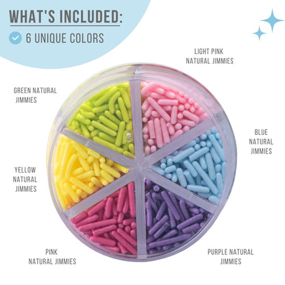 Sweets Indeed Edible Sprinkle Mix - 6 Cell Pastel Jimmies for Cake Decorations & Baking