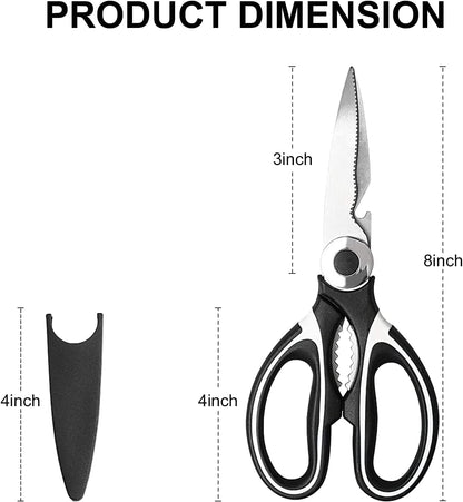 FYSHFLYER Kitchen Shears Multi Purpose Strong Stainless Steel Kitchen Utility Scissors with Cover Poulry,Fish, Meat