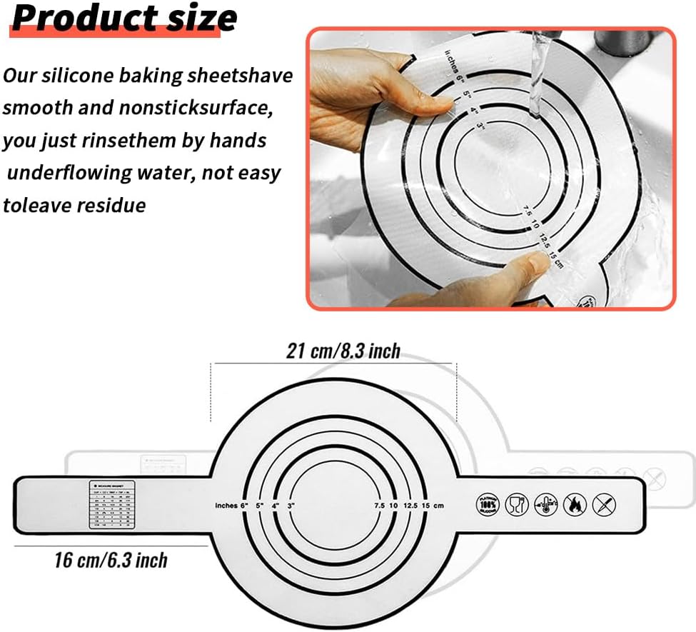 Silicone Baking Mat, 8.3 Inches Bread Sling, Reusable Dough Mat for Dutch Oven Sourdough Bread Baking