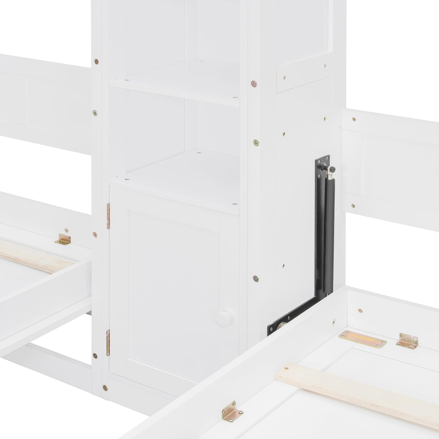 Merax 110W Dual Twin Wall Murphy Beds with Cabinets and Shelves,Sleeping Arrangement for Multipurpose Area, Bedroom, Guest Room or Living Room,White