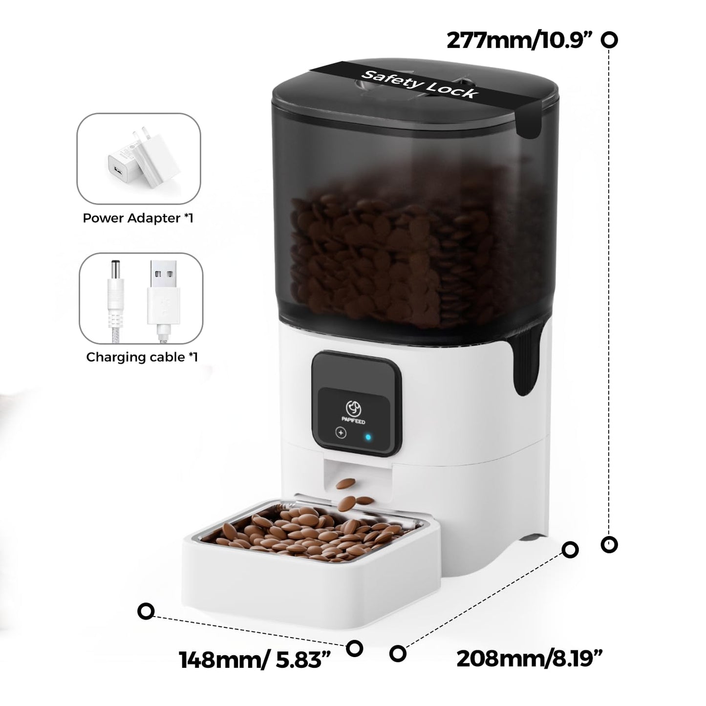PAPIFEED 5G WiFi Automatic Cat Feeders: Smart Automatic Cat Food Dispenser with Slow Feeding Mode, Detachable for Easy Cleaning, Pet Feeder with Alexa, 1-30 Meals Per Day for Multiple Pets (6L/25 Cup)