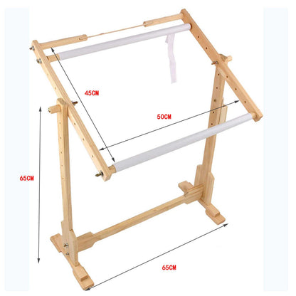 ELUKHT Adjustable Wooden Cross Stitch Frame Stand for Needlework and Embroidery, 360° Rotation, Floor Rack for Tapestry and 11CT Fabric.