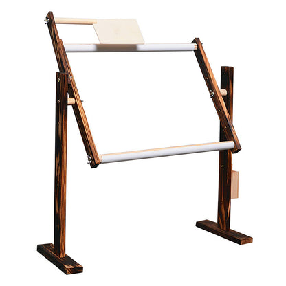 ELUKHT Vertical Solid Wood Cross Stitch Frame Embroidery Frame, 360° Rotatable Embroidery Stand Wooden Floor Tabletop Tapestry Frame, for Silk Painting Needlework,B (B Normal)
