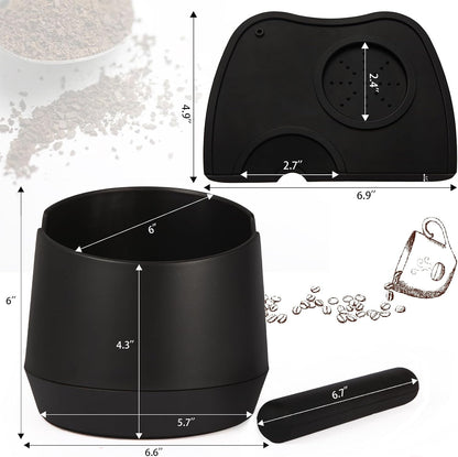 6 Inch Large Capacity Espresso Knock Box Tamping Mat, Espresso Machine Accessories Set of 2 with Removable Knock Bar