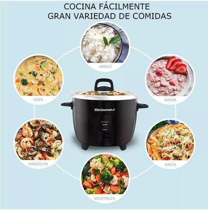 ERC2010B 10 (5 Elite Gourmet Electric Rice Cooker with Stainless Steel Inner Pot Makes Soups, Stews, Porridge's, Grains