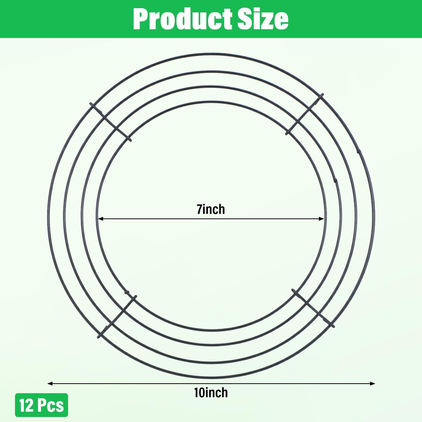 12PCS 10 Inch Metal Wire Wreath Frame, Round Steel Form for Christmas Crafts Floral Decorations Home Garden Wedding Party
