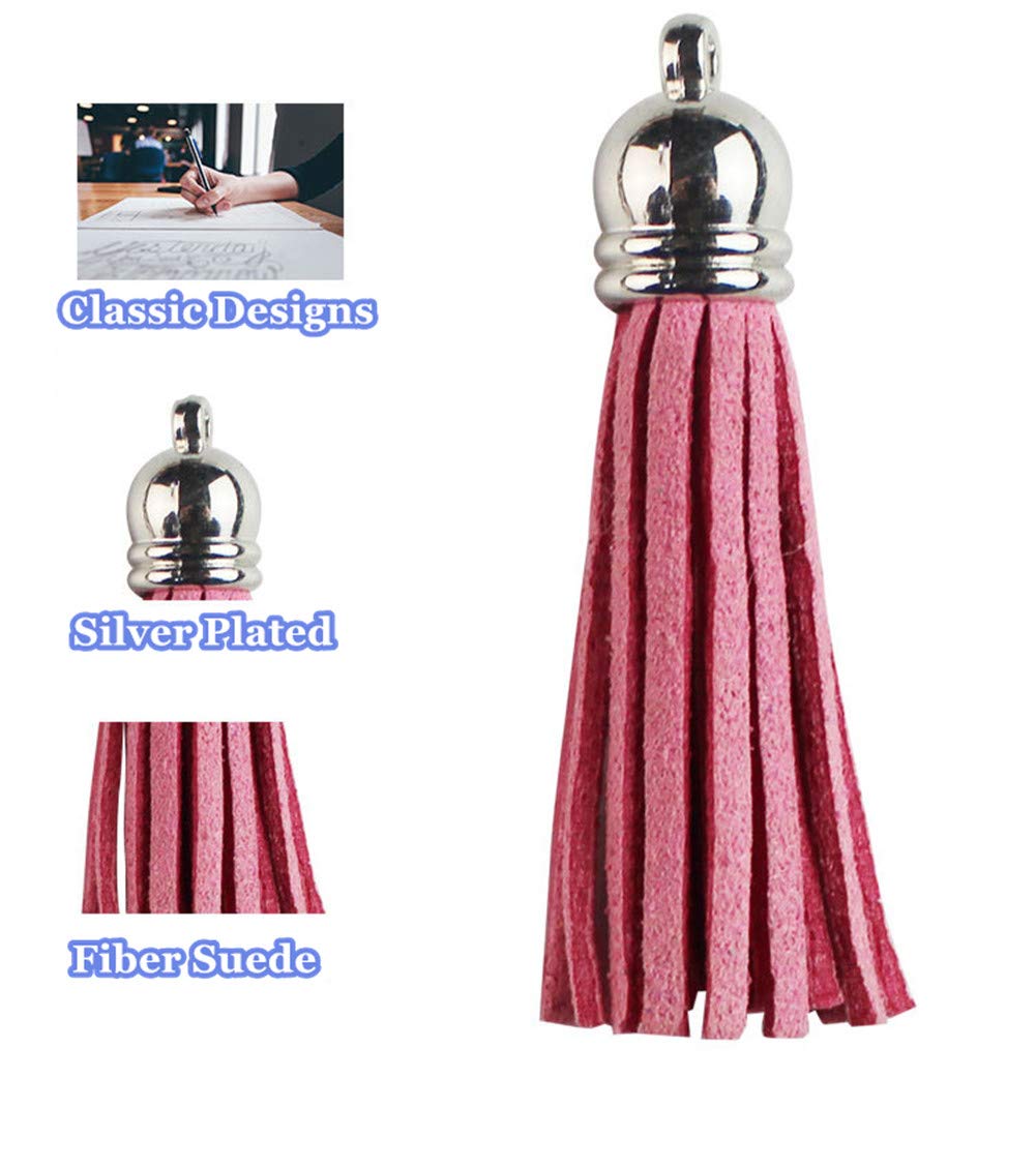 MSCFTFB 100 Pieces 1.5inch Mini Tassels Faux Suede Mala Tassel Kit for Earring Necklace Jewelry Making Garland Keychain Dreamcatcher Charms DIY Crafts (Rose)