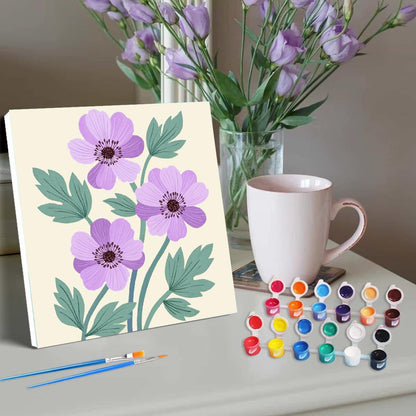 Canrichshop 4 Pack Adult Paint by Number Kits Beginner & All Ages 4-8-12 and More,Framed Flowers Painting by Numbers, DIY Paint by Numbers for Adults for Decor Present 8X 8 inch