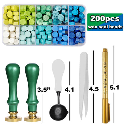 WUERLIN Elegant Initial L Wax Seal Kit,2pcs Exquisite Brass Stamp Heads with Eucalyptus & Flower Designs Ideal for Wedding Invitations Gift Wraps Envelopes and Christmas Cards (Alphabet L Kit)