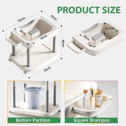 Home Hair and Scalp Spa Treatment Kit, Portable Waterfall Shower Head Shampoo Basin, with Pump Water Circulation Stand, Suitable for The Elderly, Bedridden Individuals,Bb