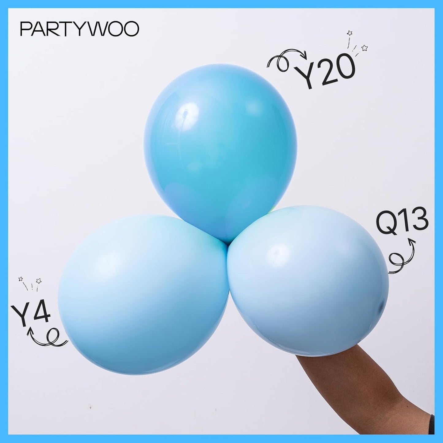 PartyWoo Light Blue Balloons - 100pcs Mini 5-Inch Pastel Aqua Balloons for Baby Showers & Parties