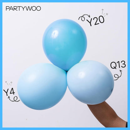 PartyWoo Light Blue Balloons - 100pcs Mini 5-Inch Pastel Aqua Balloons for Baby Showers & Parties
