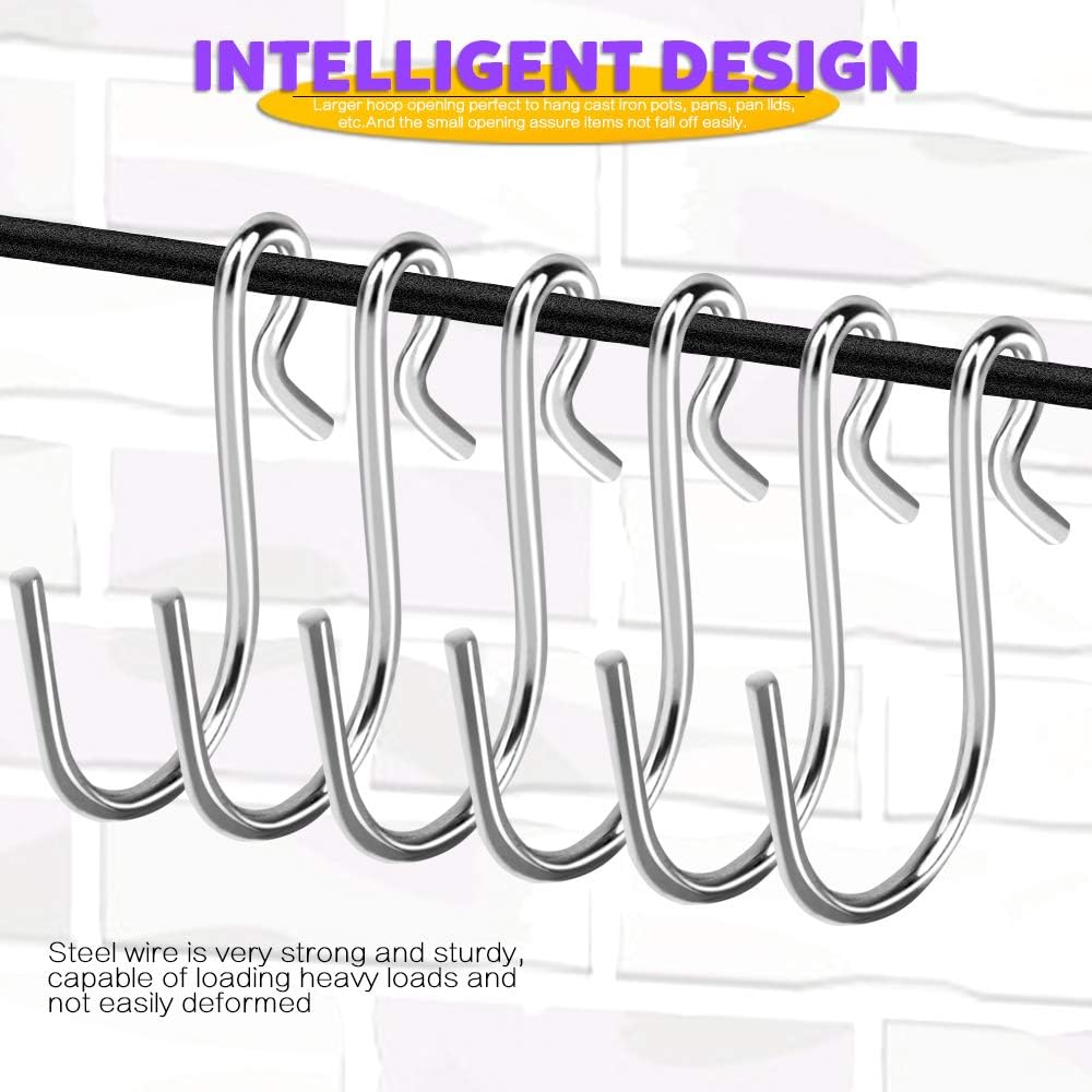 HNYYZL 50Pcs S Hooks, Heavy-duty S Shaped Hook Connectors, Corrosion Protection Metal Hangers for Indoor and Outdoor