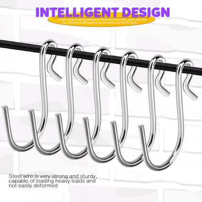 HNYYZL 50Pcs S Hooks, Heavy-duty S Shaped Hook Connectors, Corrosion Protection Metal Hangers for Indoor and Outdoor