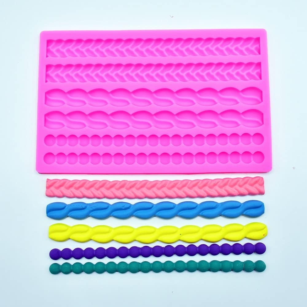 3D Pearl Knit Rope Silicone Mold for Fondant, Cake Border Decorating Molds, DIY Baking Tools