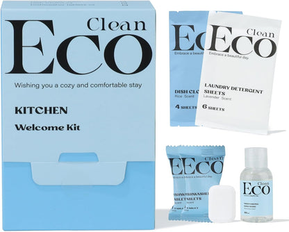 4 2 6 1.4 oz Kitchen Cleaning Welcome Kit, Pcs Pre-load Dish cloth, Dishwashing Blocks, Laundry Detergent Sheets, Hand