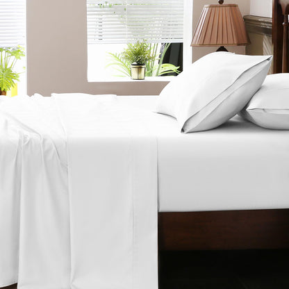 Overket Extra Deep Pocket King Sheets 18-24 Inch 100% Egyptian Cotton 1000 Thread Count Sateen Weave Soft Breathable 4 Pieces（King，White）
