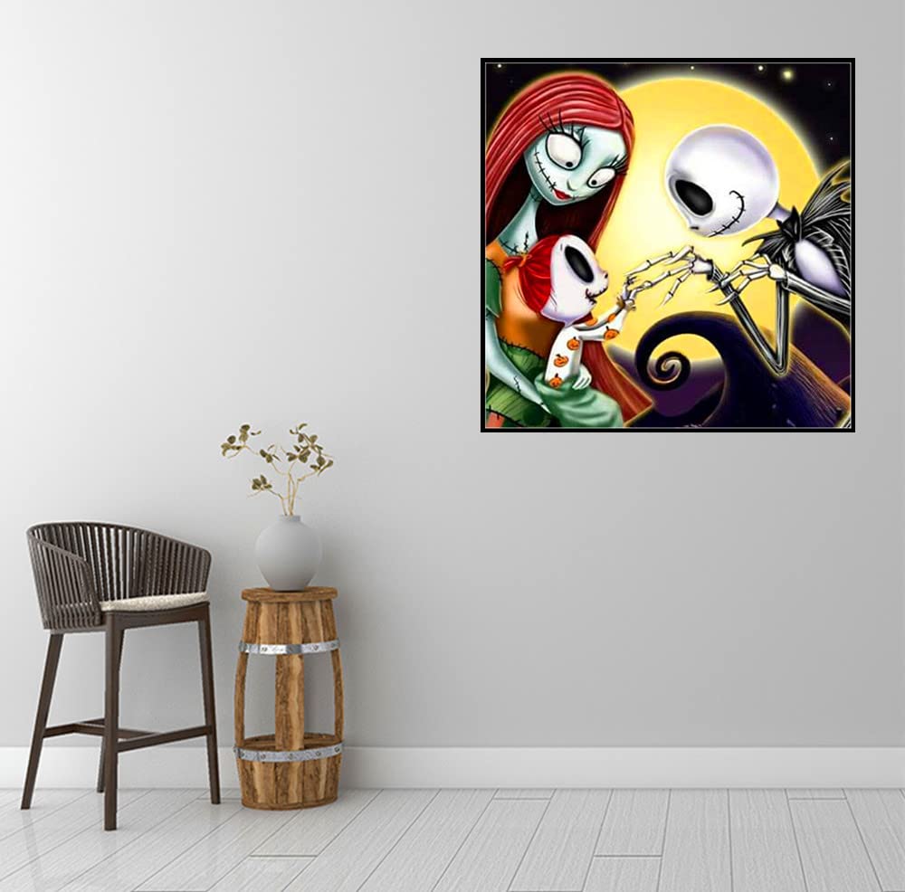 MMAHD 5D DIY Diamond Art Painting Kits, Cartoon Skull Round Full Drill Diamond Art Crafts Home Wall Decoration 15.8 x 15.8inch