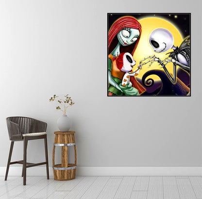 MMAHD 5D DIY Diamond Art Painting Kits, Cartoon Skull Round Full Drill Diamond Art Crafts Home Wall Decoration 15.8 x 15.8inch