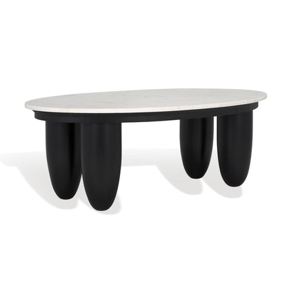 SAFAVIEH Couture Collection Hobbes Black Solid Wood/Marble Top Coffee Table