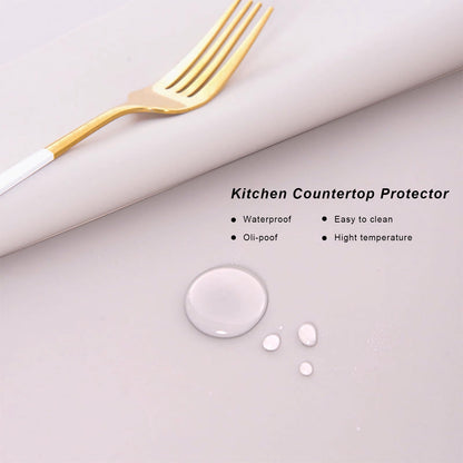 2 Pack Silicone Kitchen Counter Mats | Non-Slip, Waterproof & Heat-Resistant | Large Countertop Protector, Multipurpose for Placemat, Dining Table&Desk Saver Pad,23.6" by 15.7" (White Gray)