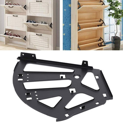 Pissente Black Cold Rolled Steel Shoe Cabinet Hinge, Three Layers Flip Frame Shoe Rack Hardware Accessories