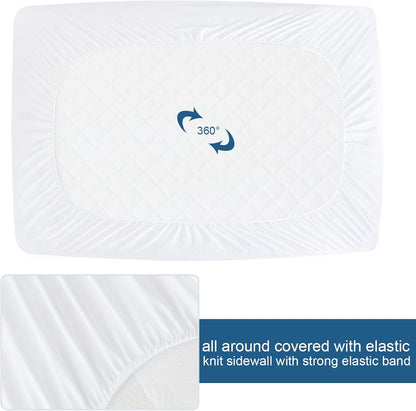 Skiennix Twin XL Waterproof Mattress Protector - Ultra Soft Terry Fitted Cover for 14'' Depth | 2 Pack, Noiseless White