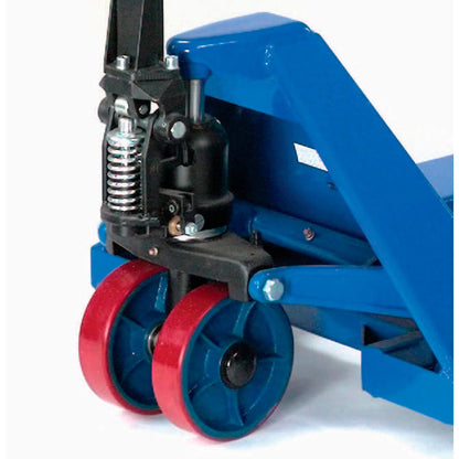 Global Industrial High Capacity Pallet Jack with 27" W x 42" L Forks, 6600 Lb. Capacity, Manual Duty Truck for Warehouse, Manufacturing and Retail, Blue Powder Coat Finish