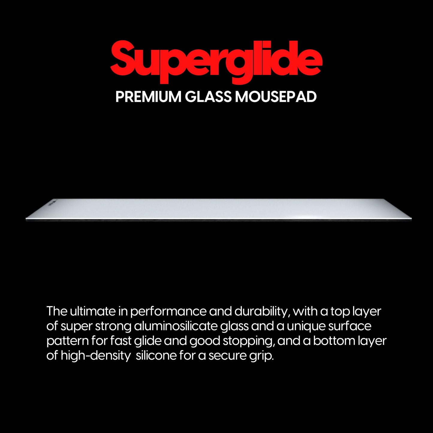 Pulsar - Superglide Premium Glass Mouse Pad XXL ALUMINO-Silicate Glass Surface Anti-Slip Fully Molded high-Density Silicone Rubber 38.5in x 16.5in (XXL, White)