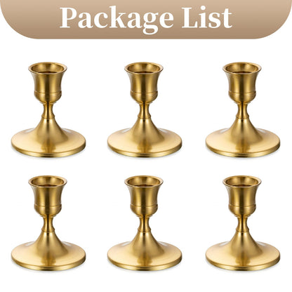 Sziqiqi Candlesticks Holder for Wedding Table Centerpiece - Gold Taper Candle Holders Candle Stick Holder Bulk for Christmas Candlelight Dinner Wedding Party Festival Decor 6 Pieces