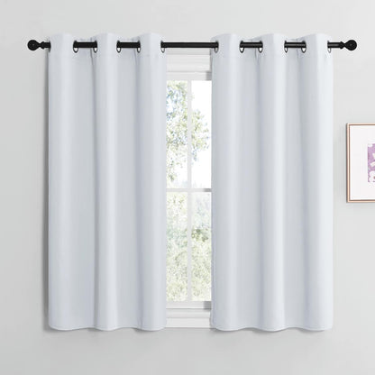 NICETOWN Blackout Curtain Panels - Thermal Insulated Grommet Top Drapes | Greyish White, 34" x 36" (2 Panels)