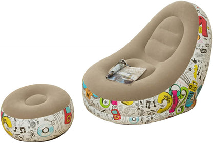 4-inch Bean Bag Chair, Foldable Flocking Inflatable Sofa, Outdoor Living Room Ultra Soft Lazy Sofa Couch Bean Bag Chair
