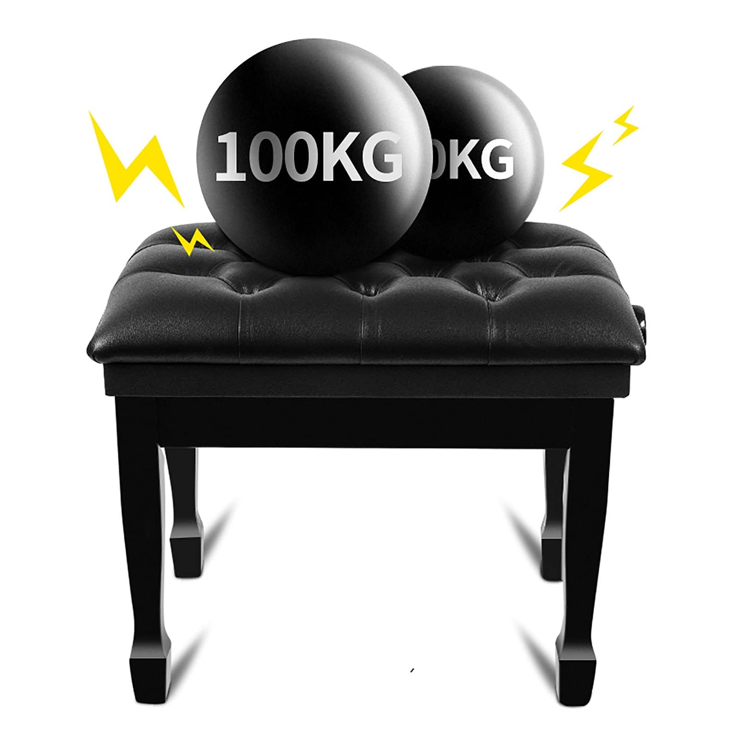 Leather Piano Bench Adjustable Deluxe Piano Bench Single Keyboard Stool with Thick Leather Cushion Wooden Comfortable Piano Stool Easy Assembly/Black(Teakwood Brown)