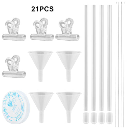 LVOERTUIG Beading Funnel, Clay Beads Bracelet Making Kit, 4 Pcs Beading Funnel Bead Bracelet Kit for Jewelry Making Clay Beads Bracelets Making with Beading Funnel, Beading Needles, Clip