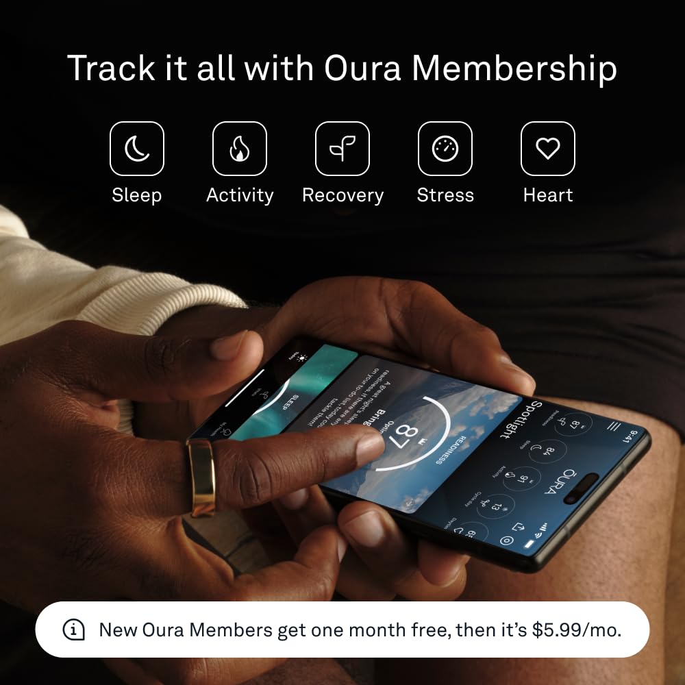 Oura Ring Gen3 Horizon - Black - Size 10 - Smart Ring - Size First with Oura Ring Gen3 Sizing Kit - Sleep Tracking Wearable - Heart Rate - Fitness Tracker - 5-7 Days Battery Life