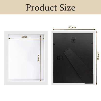 Shadow Box Frame 8x10 - 3 Pack Wood Deep Shadowbox with Glass Shadow Boxes Display Cases Suitable for Photos, Dried Flowers, Handicrafts Picture Frames for Wall (White)