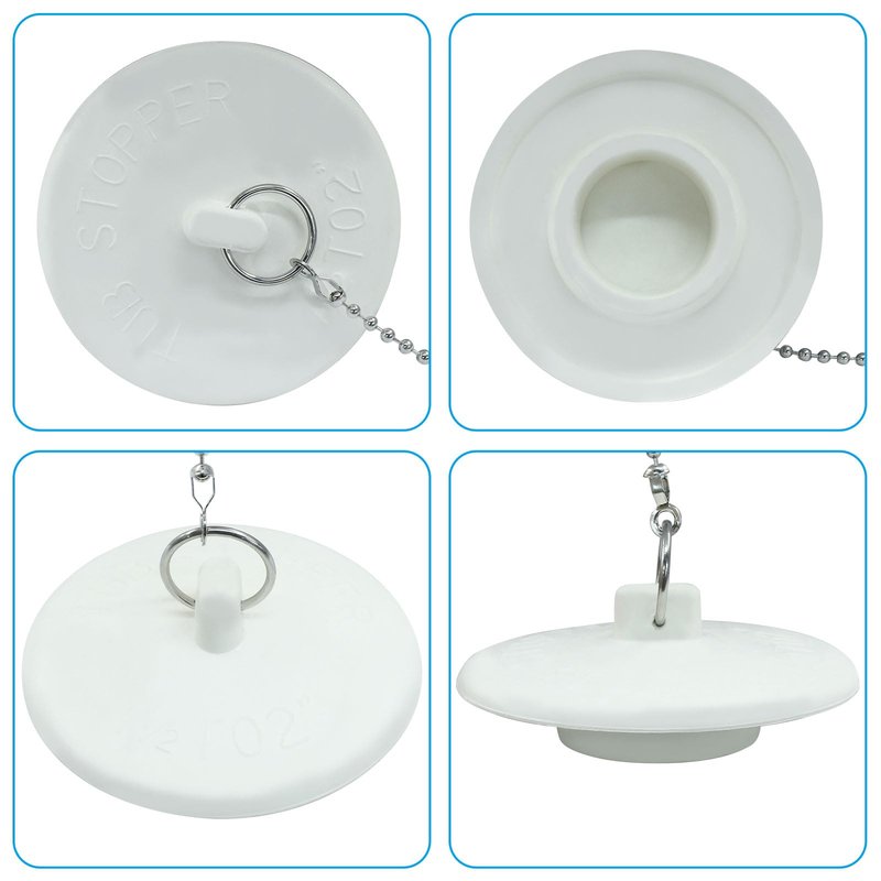 ISDVBUY 2 Pack Heavy Duty Drain Plugs, Rubber Tub Stopper Fits 1.5" - 2" Kitchen Sinks, Stainless Steel Chain Included, Multi - Use Drain Seals for Bathroom Tubs & Laundry Basins
